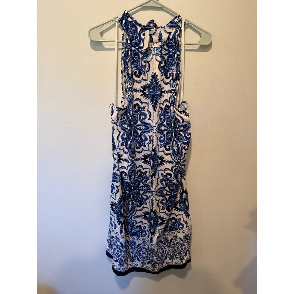 Talbots Blue White Medallion Halter Sheath Dress Tile Print Size 18 NWT 57024103 - Picture 2 of 4
